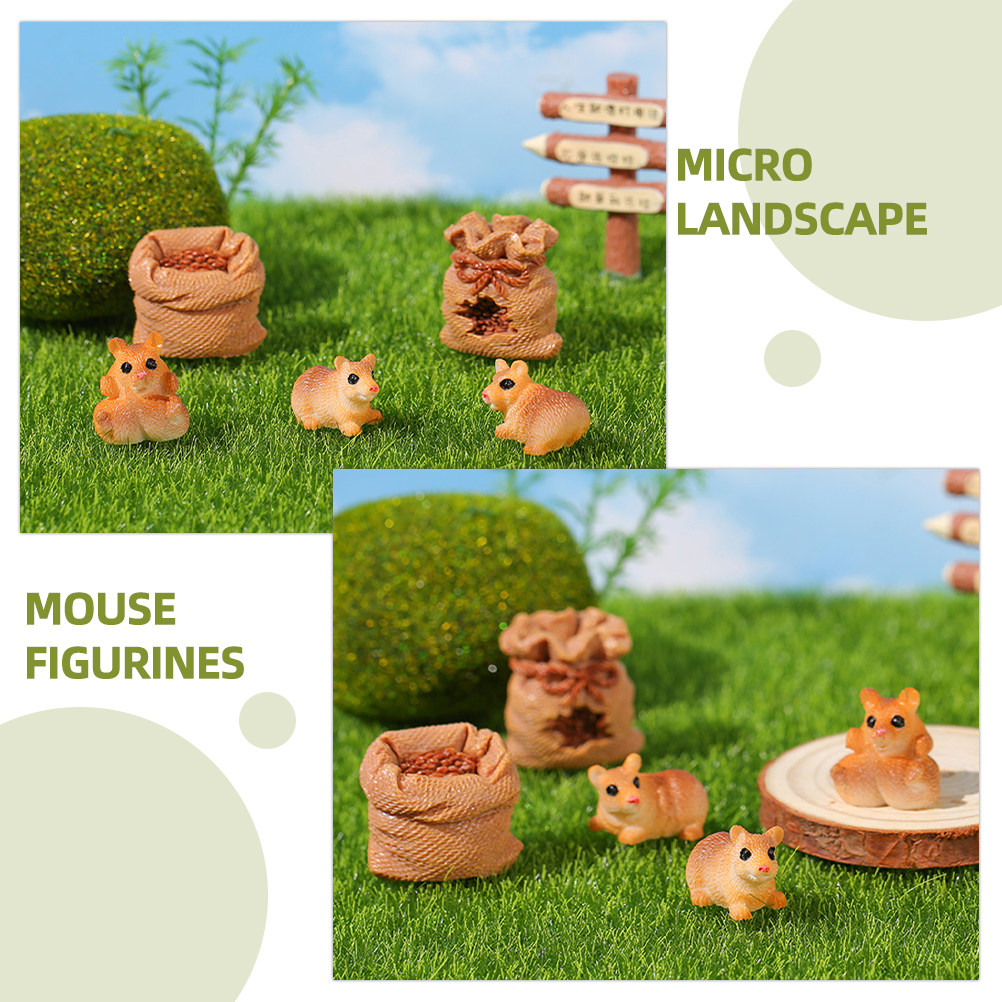 1Set Cute Resin Mini Rat Ornam - Bonsai Garden Backyard ulasan dan harga