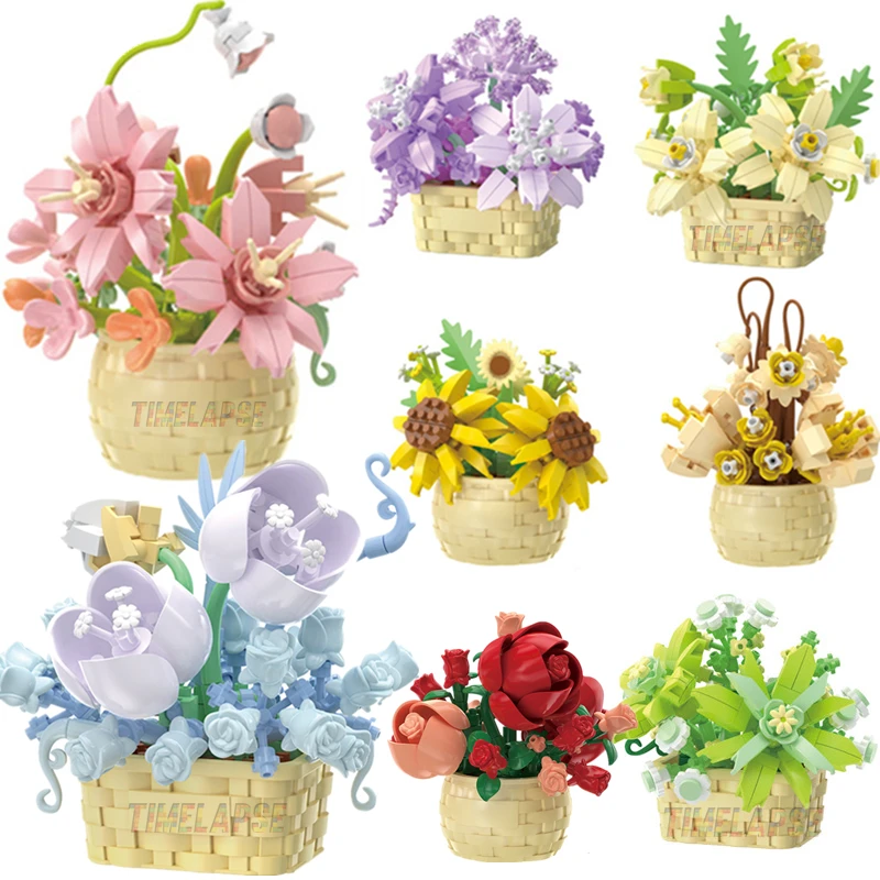 DIY MOC Potted Rose Sunflower  - Bonsai Garden Lego ulasan dan harga