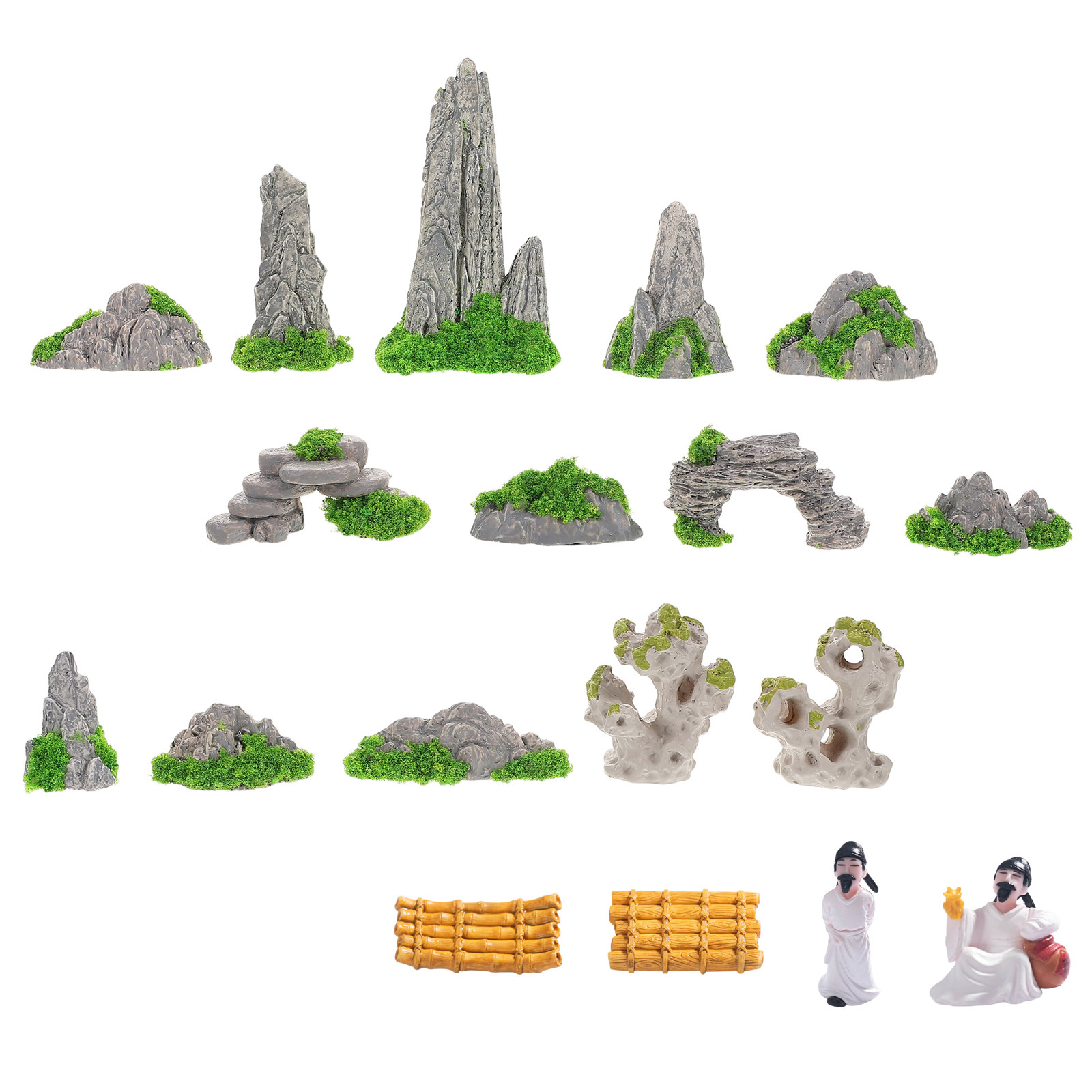 18Pcs Mini Rockery Micro Lands - Bonsai Garden Accessories ulasan dan harga
